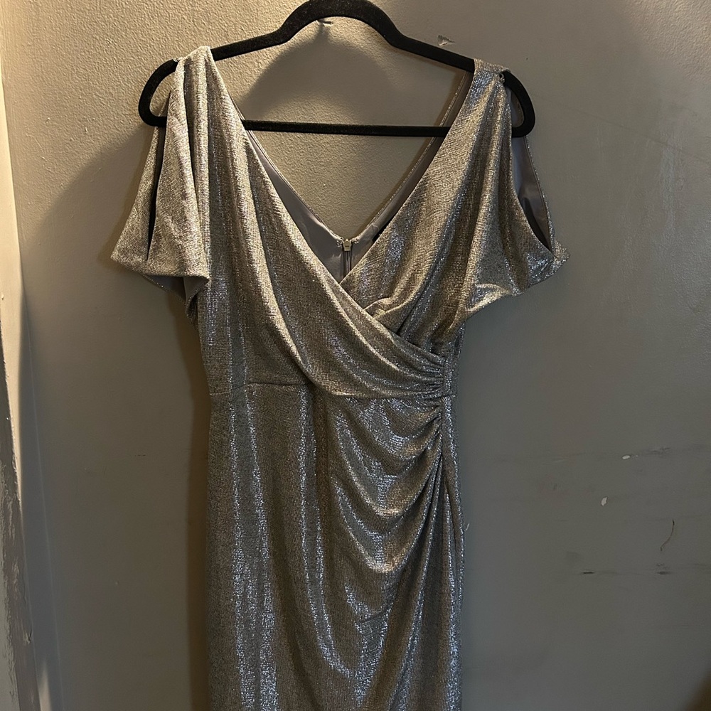 Ralph Lauren One Shoulder Silver Dress